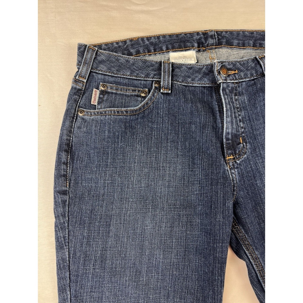 Carhartt Jeans Curvy Fit Mid-Rise Boot Cut Blue Workwear Western Women's 12x32 - Picture 3 of 13